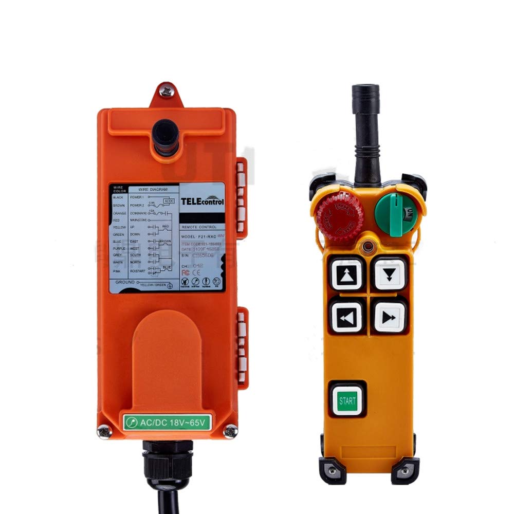 Hoist Crane Industrial Radio Remote Control Wireless Transmitter Stop Button F21-4D (1 Transmitter+1 Receiver, 18V-65V)