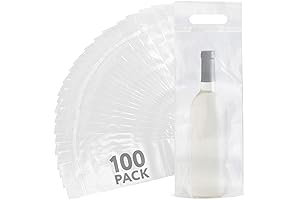 IMPRESA Wine Bags to Go - 100 Pack Clear Tamper-Proof Wine Bags with Handles