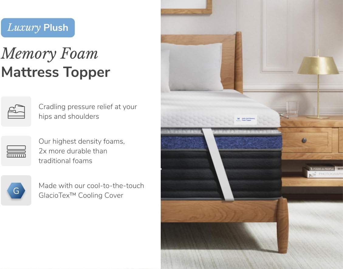 Helix Premium Memory Foam Mattress Topper with GlacioTex™ - Soft - King