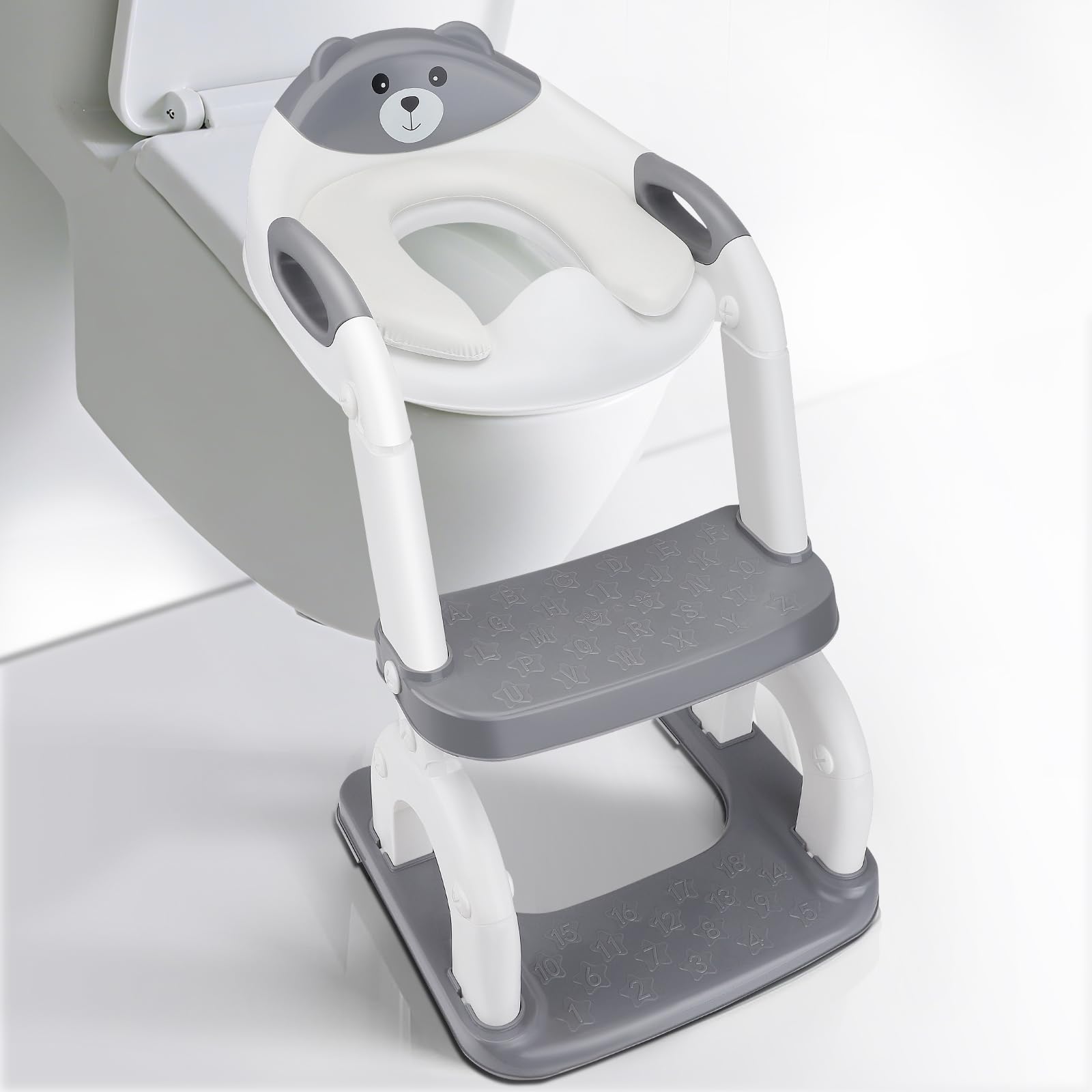 Sedile WC per bambini con scale, sedile WC regolabile in altezza, sedile WC pieghevole per bambini, vasino antiscivolo con gradini, comodo allenatore WC a partire dai 2 anni in su