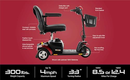 Vista 10 de SC40E, Elite Traveller, insertos de cubierta roja y azul, 3 ruedas, 12 amperios