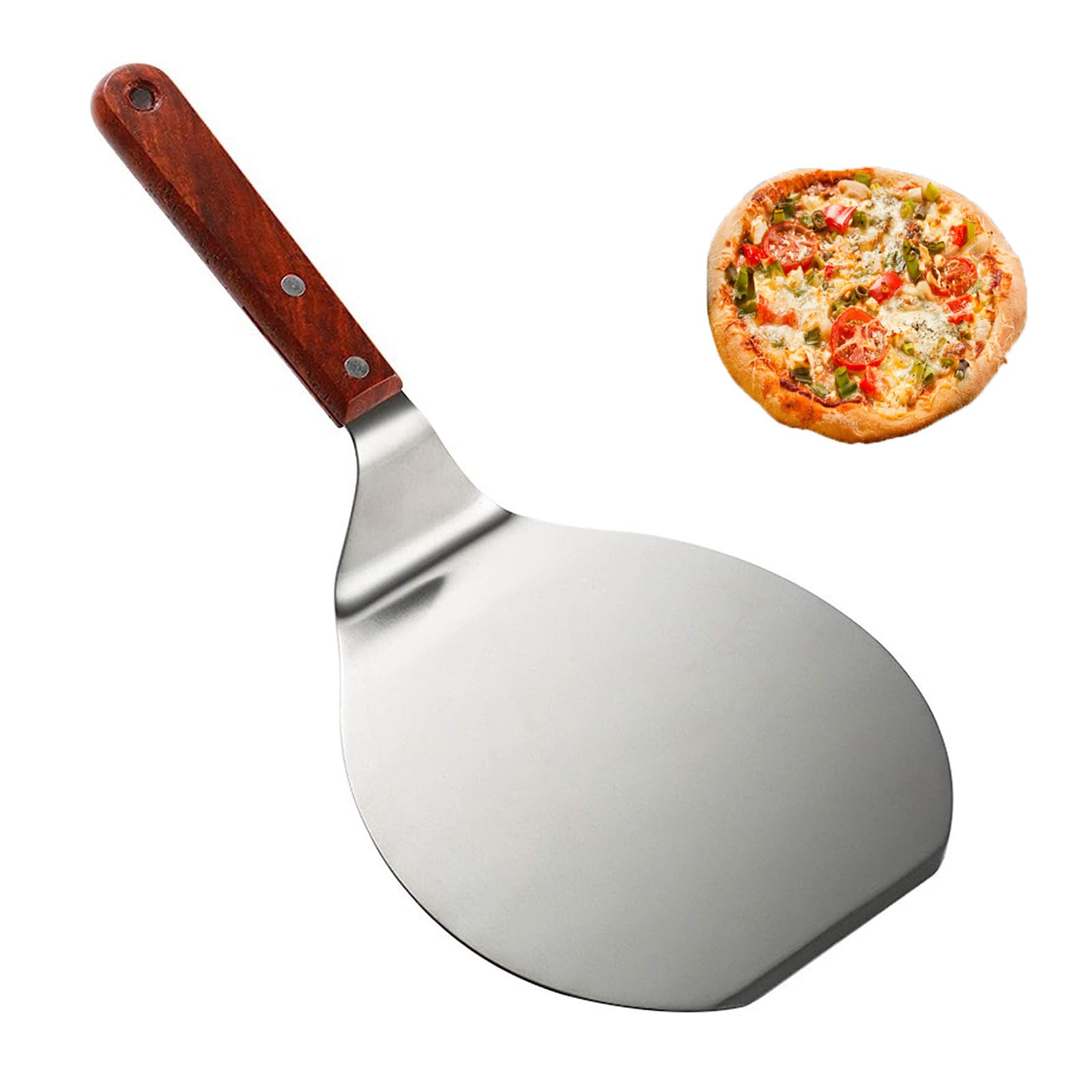 Pala per Pizza, Paletta per Pizza con Manico in Legno e Vassoio di Metallo in Acciaio Inossidabile per Pizze Fatte in Casa, Manico Pala Pizza, per Gualsiasi Esterno o Interno Pizza Grill Forno