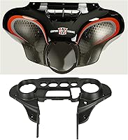 Vista 1 de Cubierta del velocímetro Carcasa interior exterior de nido de abeja negro con efecto decolorado CROMO PERSONALIZADO Compatible con Harley Touring