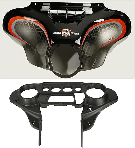 Cubierta del velocímetro Carcasa interior exterior de nido de abeja negro con efecto decolorado CROMO PERSONALIZADO Compatible con Harley Touring
