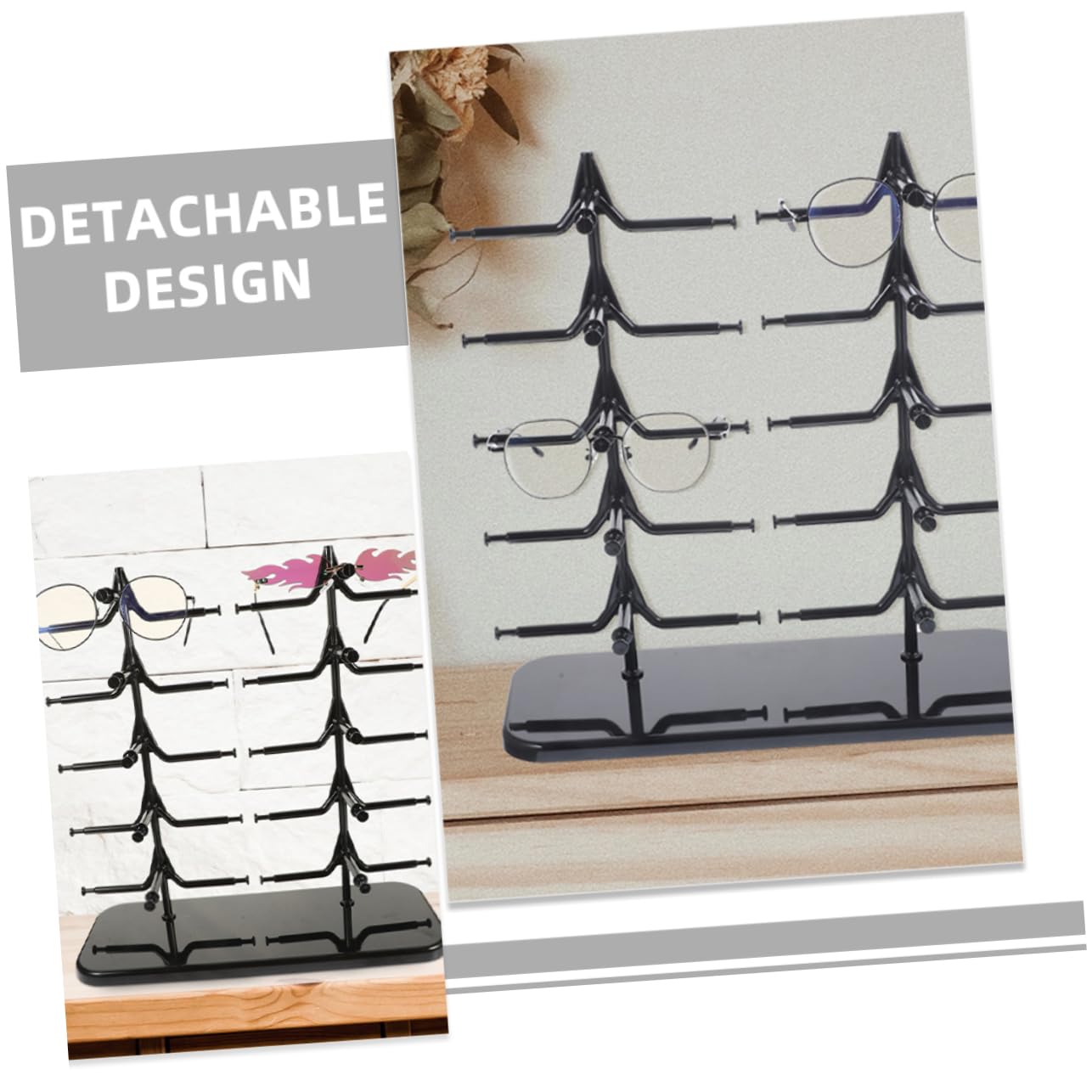 2 Pezzi Supporto Multi Nero Espositore Organizzatore da per e Sole Portaocchiali e Resistente e Ufficio