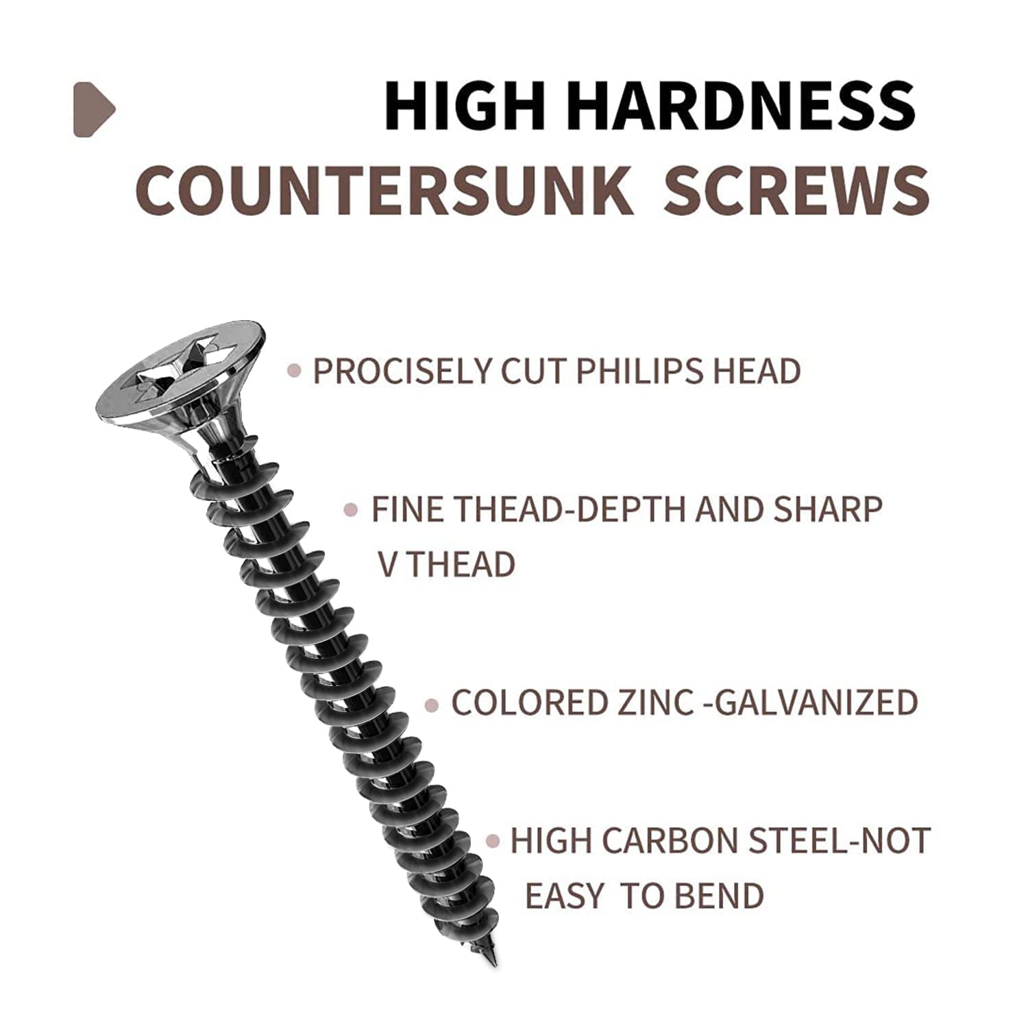 M3 x 1/4“ Wood Screws, Self-Tapping Phillips Drive Small Screws, Flat Head Small Wood Screws Made of Carbon Steel, Suitable for Wood Furniture and Drywall 100pcs.(6mm)