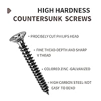 Vista 3 de Tornillos de madera M3 x 1-1/4 pulgadas, tornillos de madera cortos, tornillos pequeños de cabeza plana, tornillos autorroscantes para paneles