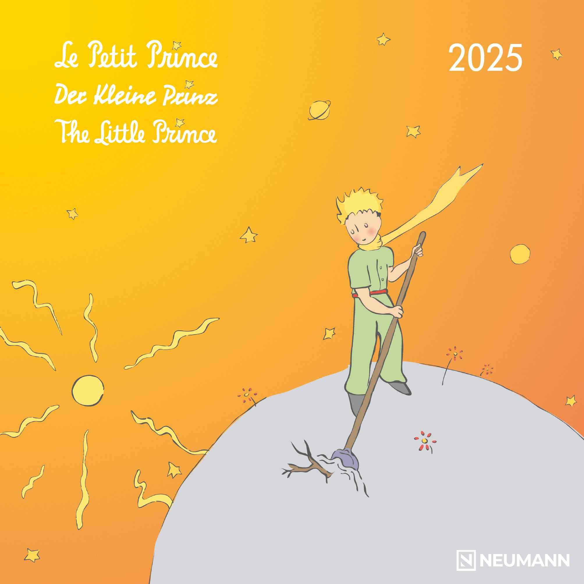 N NEUMANNVERLAGE - The Little Prince 2025 Brochure Calendar, 30 x 30 cm, Wall Calendar with Beautiful Illustrations of the Little Prince, International Holidays and Moon Phases