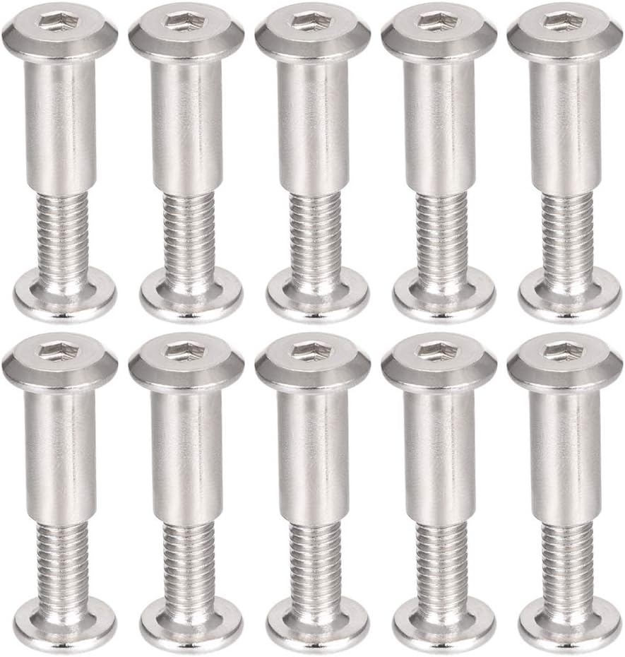 uxcell Screw Post Fit for 5/16"(8mm) Hole Dia, Male M6x10mm Belt Buckle Binding Bolts Leather Fastener Carbon Steel 10 Sets