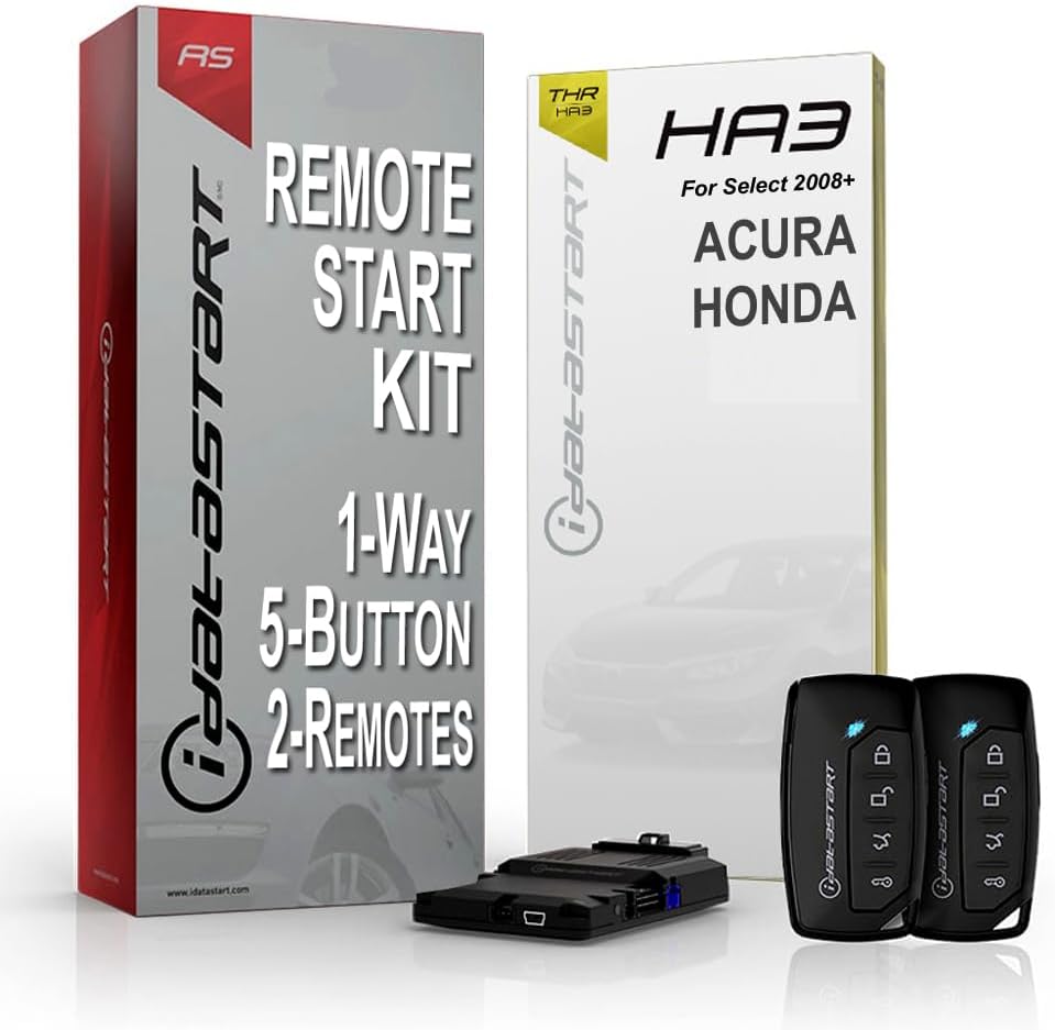 iDataStart Remote Starter KIT for Select Acura/Honda Vehicles 2008+ w/3000ft Range (2-Way, 5-Button, 2-Remotes)