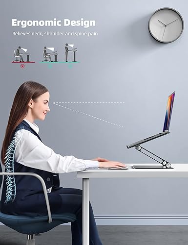 Vista 31 de Lamicall Soporte ajustable para laptop, elevador portátil para laptop, soporte plegable de aluminio para computadora portátil, soporte ergonómico