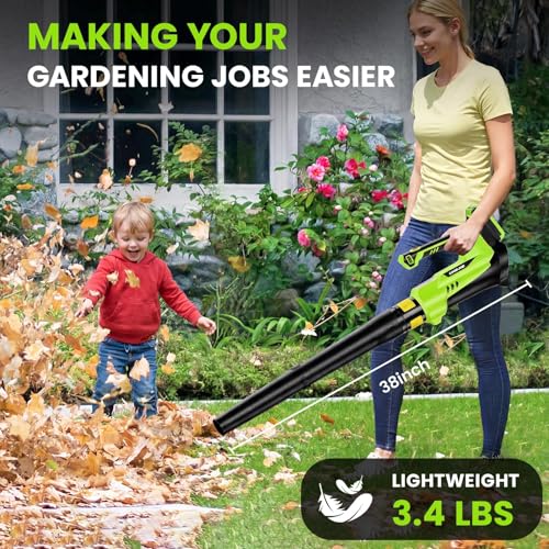 GOODJOB 650CFM Cordless Leaf Blower, 6-Speed 3.4LBs Ultra-Lightweight Electric Blower with Two 2.0Ah Batteries and 200MPH High-Speed for Lawn Care, Patio & Yard by goodjob - Image 5