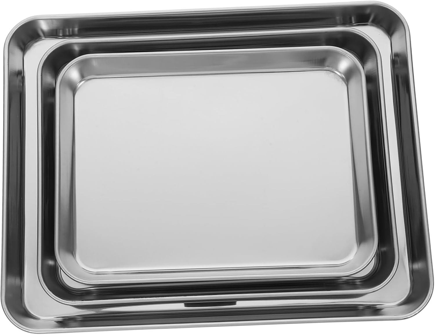 Alipis 3pcs Compact Toaster Oven Pans Stainless Steel Roasting Pan Nonstick Baking for Everyday Cooking