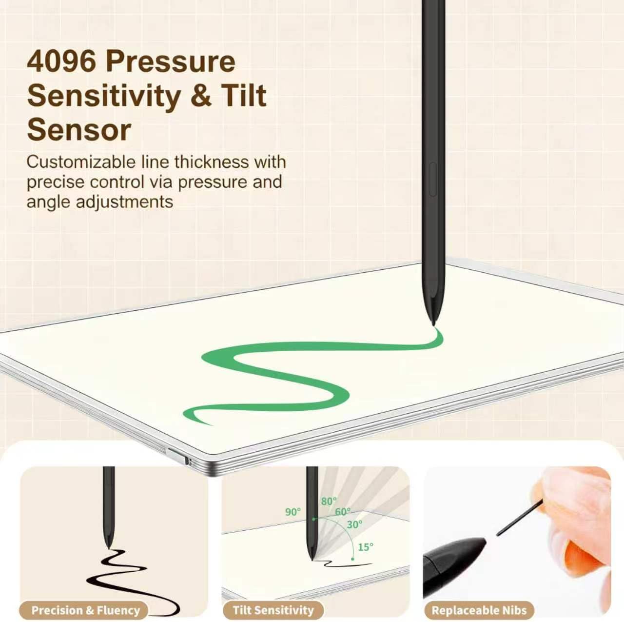Stylus for BOOX Note Air 5C/4C/Go 10.3 (Gen I) EMR Pen，Black