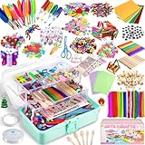 Arts and Crafts Supplies for Kids, 3000+Pcs DIY Craft Kits, Ages 6-10, Educational Preschool and Homeschooling Arts Programs, Children Craft Kits, Christmas Gifts in Portable 3 Layered Plastic Art Box