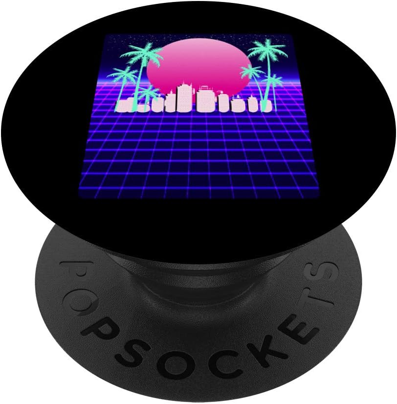 Retro Vaporwave 80s Style Design Image - Vintage Sunset PopSockets PopGrip: Swappable Grip for Phones & Tablets