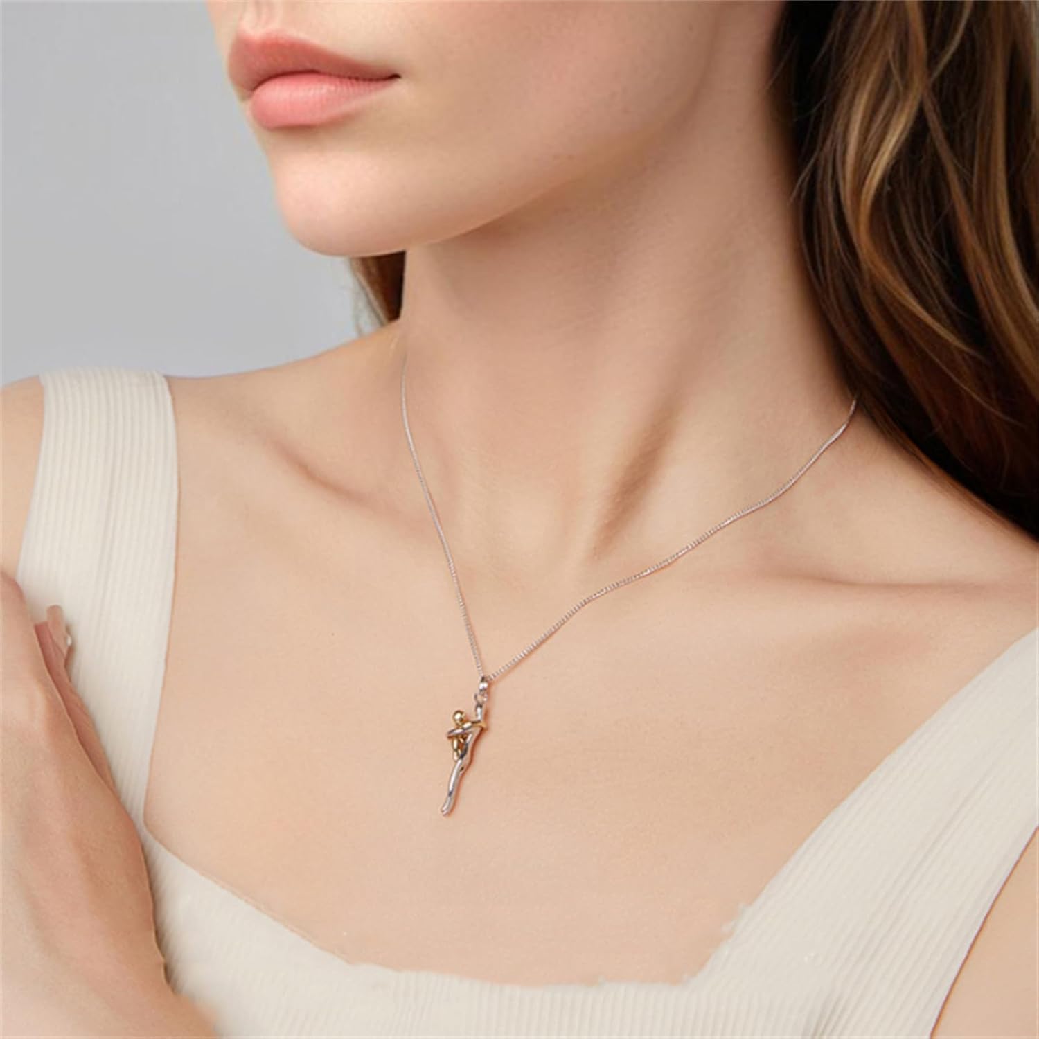 Collar Abrazo Eterno, La Mejor Expresión Del Amor Familiar, Maternal Love Pendant Necklace, S925 Sterling Silver Eternal Embrace Clavicle Chain, with Detachable Pendant, for Moms