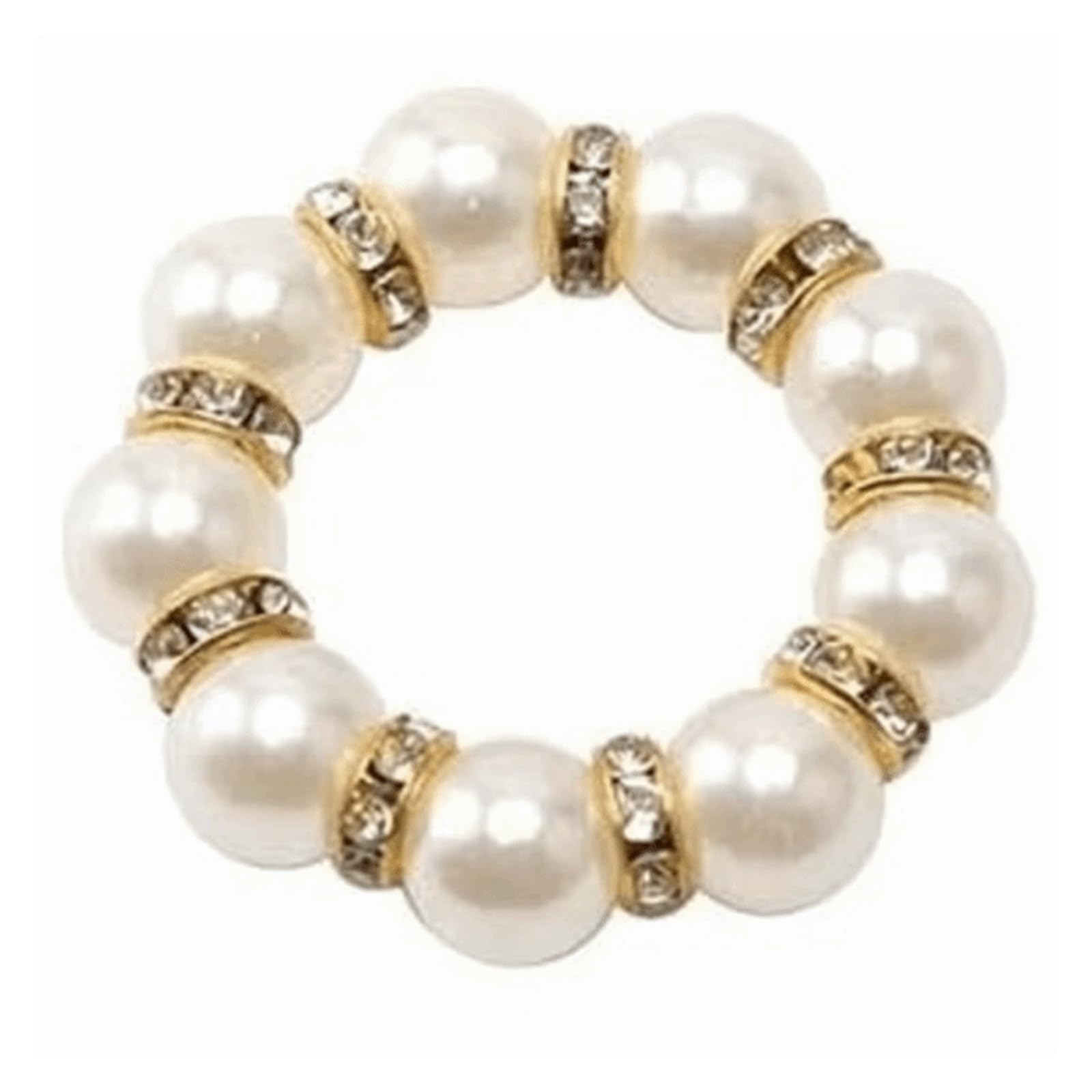24PCS Gold Beaded Napkin Rings with Pearl Accents Elastic Dinner Holder