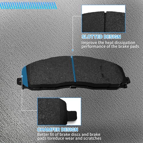 Image of Front Brake Pads Set Compatible with 2013-2021 Ford F-250 F-350 Super Duty 2013-2016 Ford F-450 Automotive Replacement Brake Pads Semi-Metallic D1680