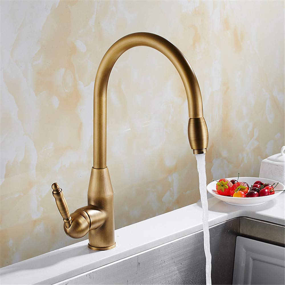 Antiguo Faucet360Hot Cocina Y Un Mezclador De Agua Fría Grados De Rotación Del Fregadero De Cocina Grifo De Latón Con Aireador De Una Manija Con La Cabeza De Ducha Extraíble