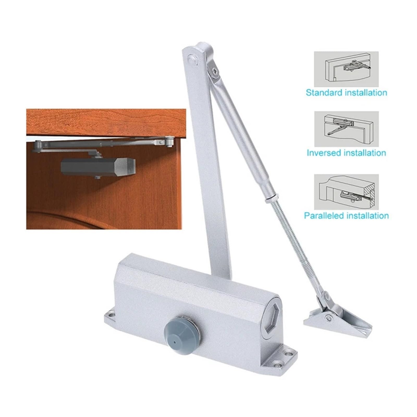 MUHM Système de sécurité for Ferme-Porte Automatique, Vitesse de Fermeture/Verrouillage réglable en Aluminium for Portes Gauche et Droite 25-45Kg 900mm