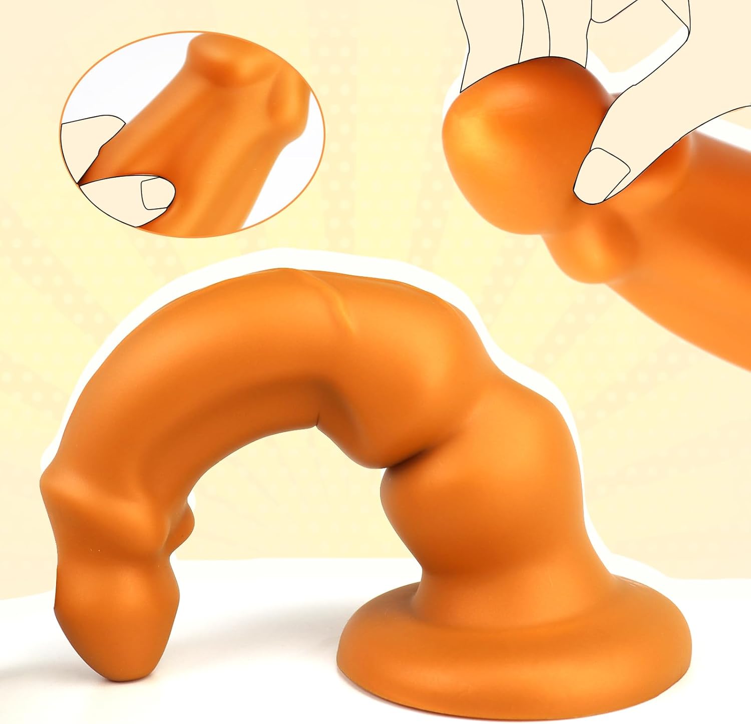 TaRiss's Silicone Anal Plug with Suction Cup Base Design Anal Dildo for Anus Dilation Anal Play Soft Sex Toy for Men Women Couple Gold XL 12.59 Inch