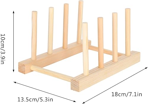 Miniatura 2 de Estante de madera para platos de 3 piezas, soporte para tapa de olla, organizador de gabinete de cocina para tazón, taza, tabla de cortar, tapa de