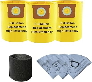 3 Pack High Efficiency Dust Bags for Shop-Vac 5-8 Gallon Vacuums – VacBagsUSA, Includes Foam Filter & Dry Disc Filters, Perfect Fit