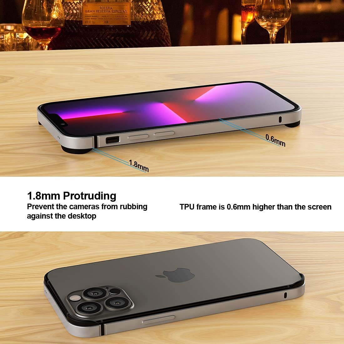 Eastcoo Slim Metal Bumper Case Compatible with iPhone 13/13 Pro/14, Metal Bumper Cover with Soft TPU Inner [No Signal Interference][Support Wireless Charging] for iPhone 13/13 Pro/14 6.1 inch, Silver