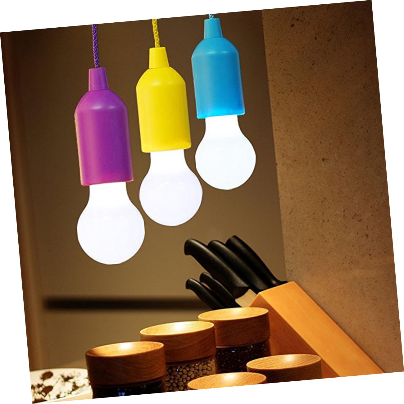 Toddmomy Luci Notturne LED Portatili a Batteria Corda, 4 Pezzi | Plastica, Illuminazione Versatile per Casa e Garage, Set Compatto Cavo