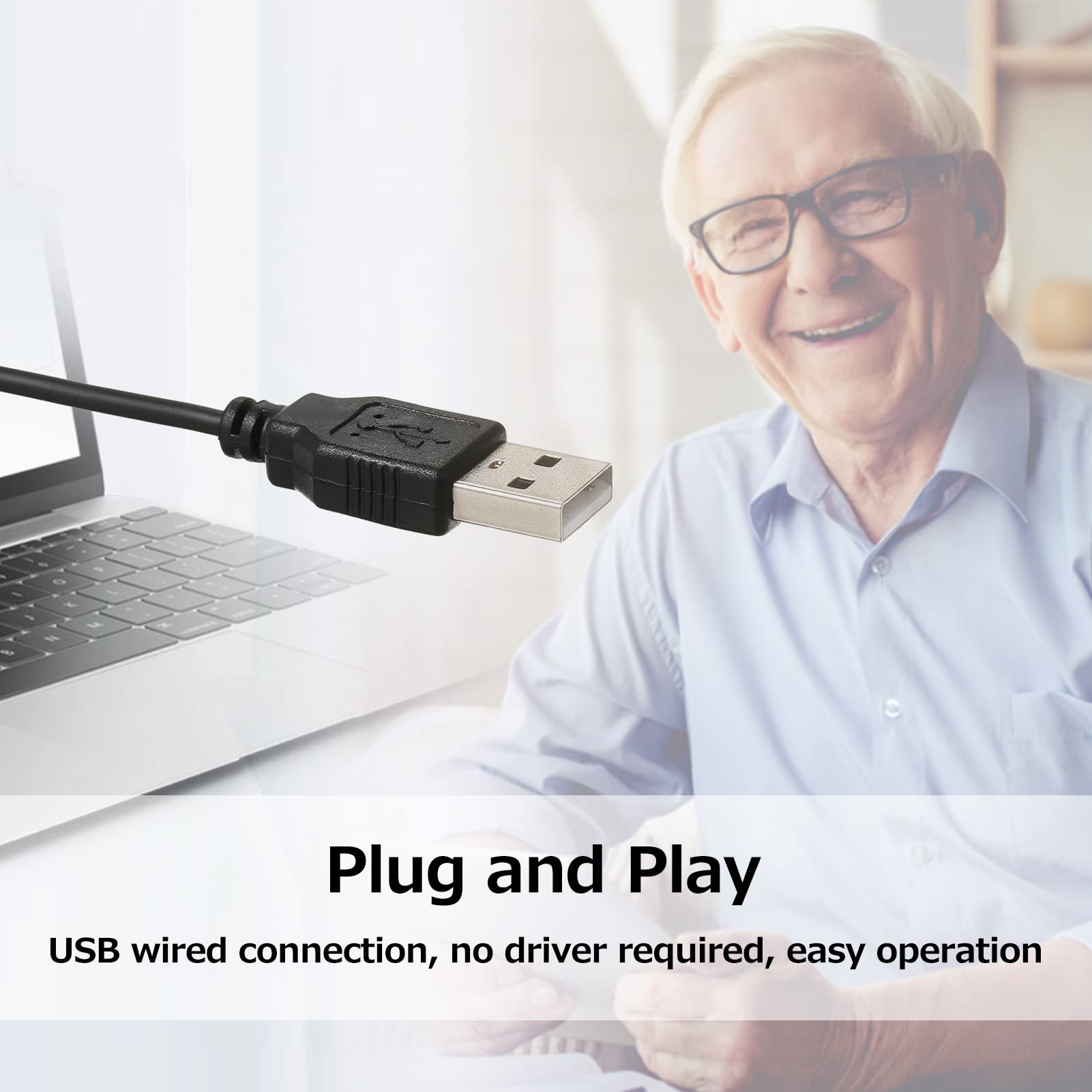 HUIOP Tastiera per computer con stampa grande USB cablata per utenti ipovedenti 104 tasti ad alto contrasto lettere per anziani,Tastiera