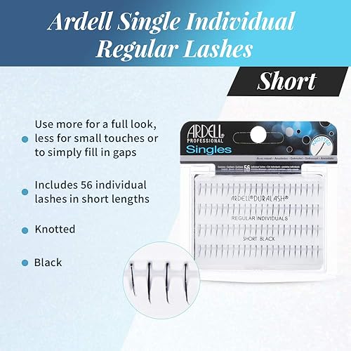 Miniatura 8 de Ardell Pestañas postizas regulares medianas, individuales, color negro natural para un aspecto de extensión de pestañas impecable, paquete de 4