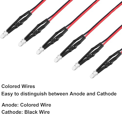 Miniatura 5 de 50 unidades de diodos LED precableados de 0.118 in y 12 V, luz blanca ultra brillante con resistencia e indicador de cable, lámpara de bombilla de