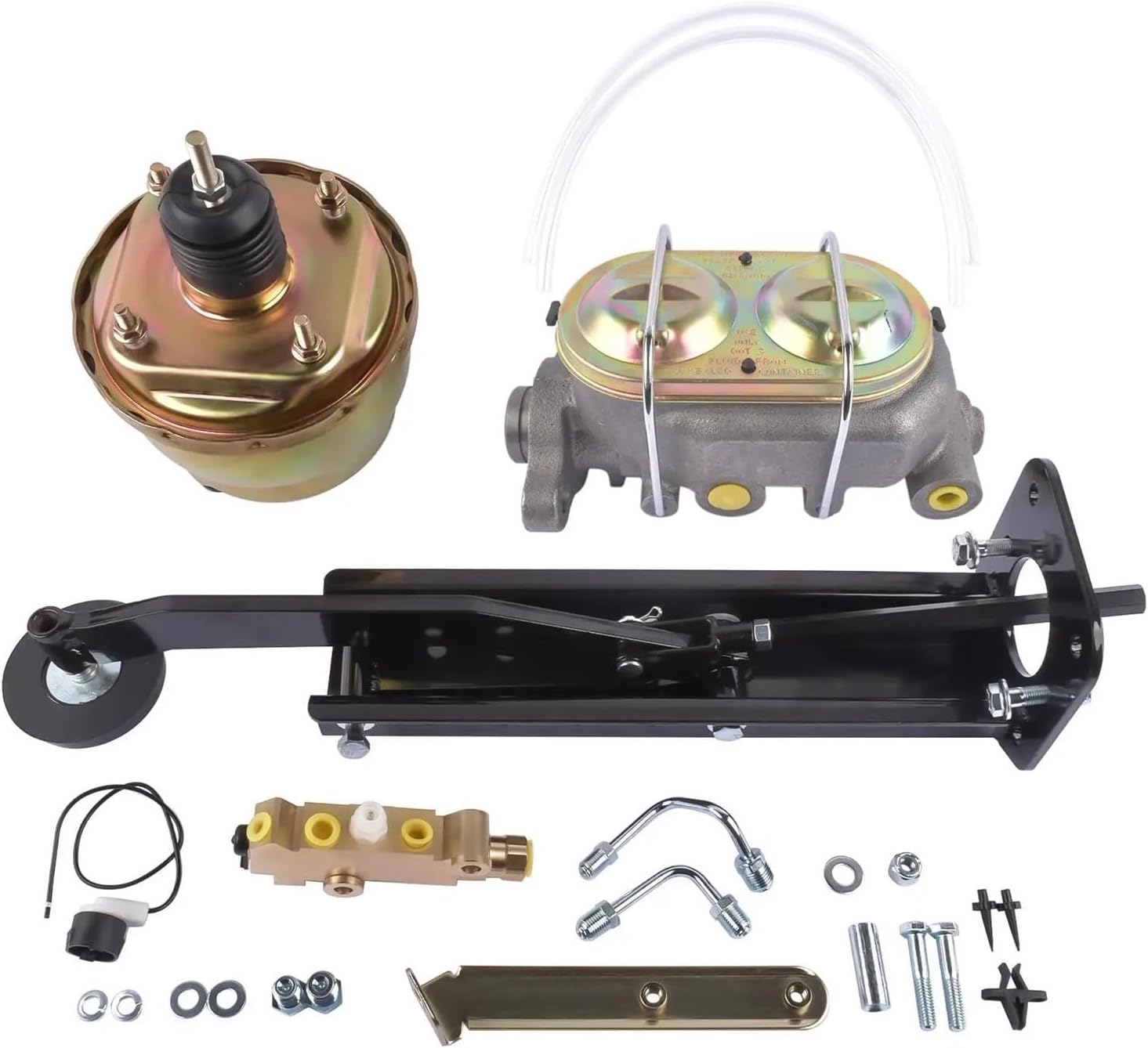 AP02 7" Dual Brake Booster Kit Compatible for Universal Street Rods Customs Power Conversion