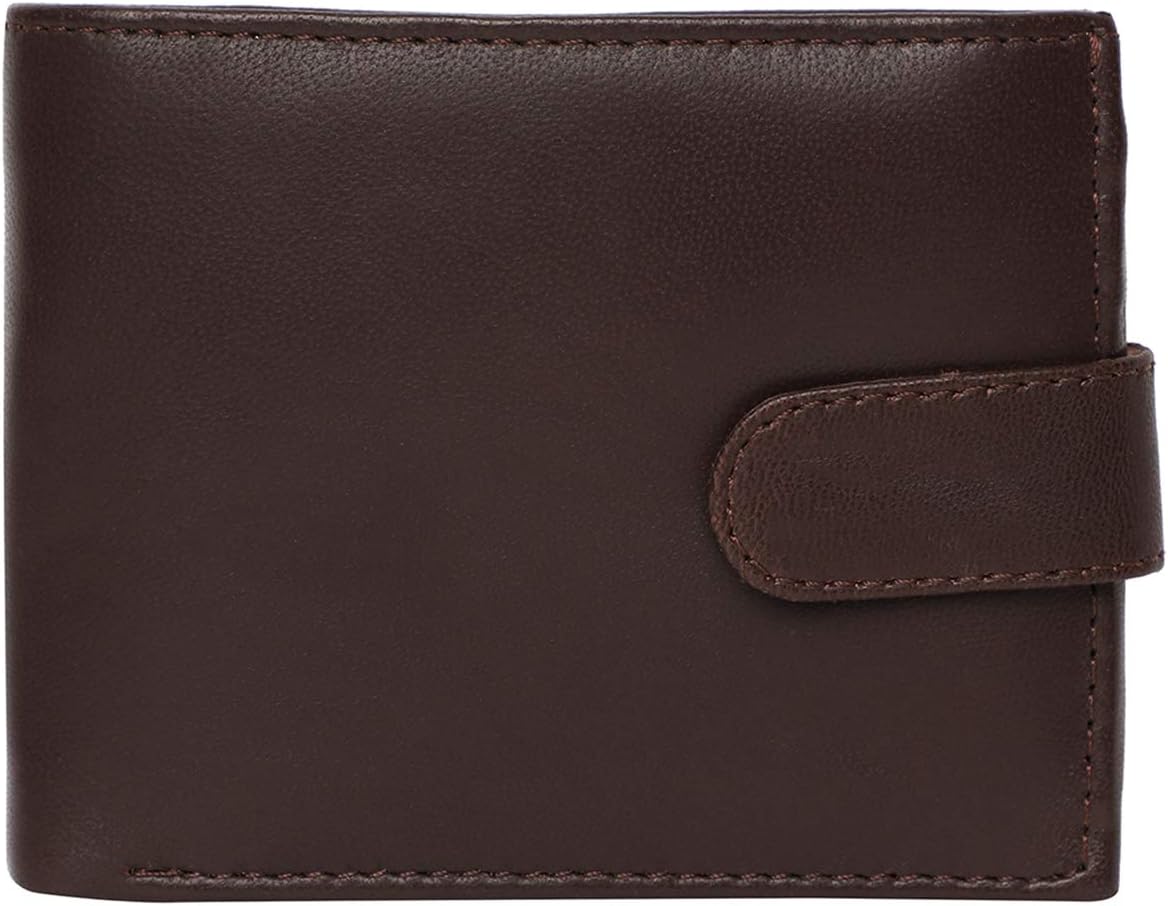 RAS WALLETSRAS Mens RFID Blocking Soft Real Leather Coin Pocket Purse Trifold Wallet 895 (Brown)
