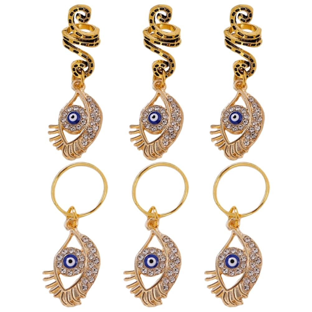 Amosfun Snake-Shaped Hair Braiding Ring Evil Eye Pendant Hair Jewelry for Locs and Braids 1.77 Inch Dreadlock Accessories for Holiday and Everyday Style