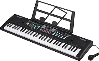 Kit De Teclado De Piano Órgano Electrónico USB De 61 Teclas Micrófono Teclado Electrónico De Música Digital Negro Instrumento Estéreo Con Altavoz Y 16 Tipos De Tonos