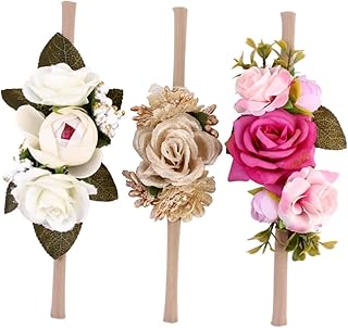 ibasenice Conjunto De Gravata De Cabelo Com Flores Artificiais De Aparência Real Faixa De Cabeça Tiaras Terno Para Crianças Ternos De Bebê Guirlanda De Flores De Bebê Tiaras De Bebê