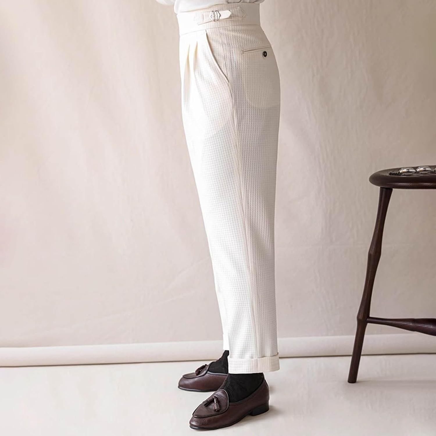 Mens Stretch Work Dress Pants,High Waist Zip Up Button Slacks | Solid,Casual,Straight Leg,Office,Daily Work,Golf,Business Meetings,Fashion Events,Cocktail Party,Wedding,2026 Classic Chinos