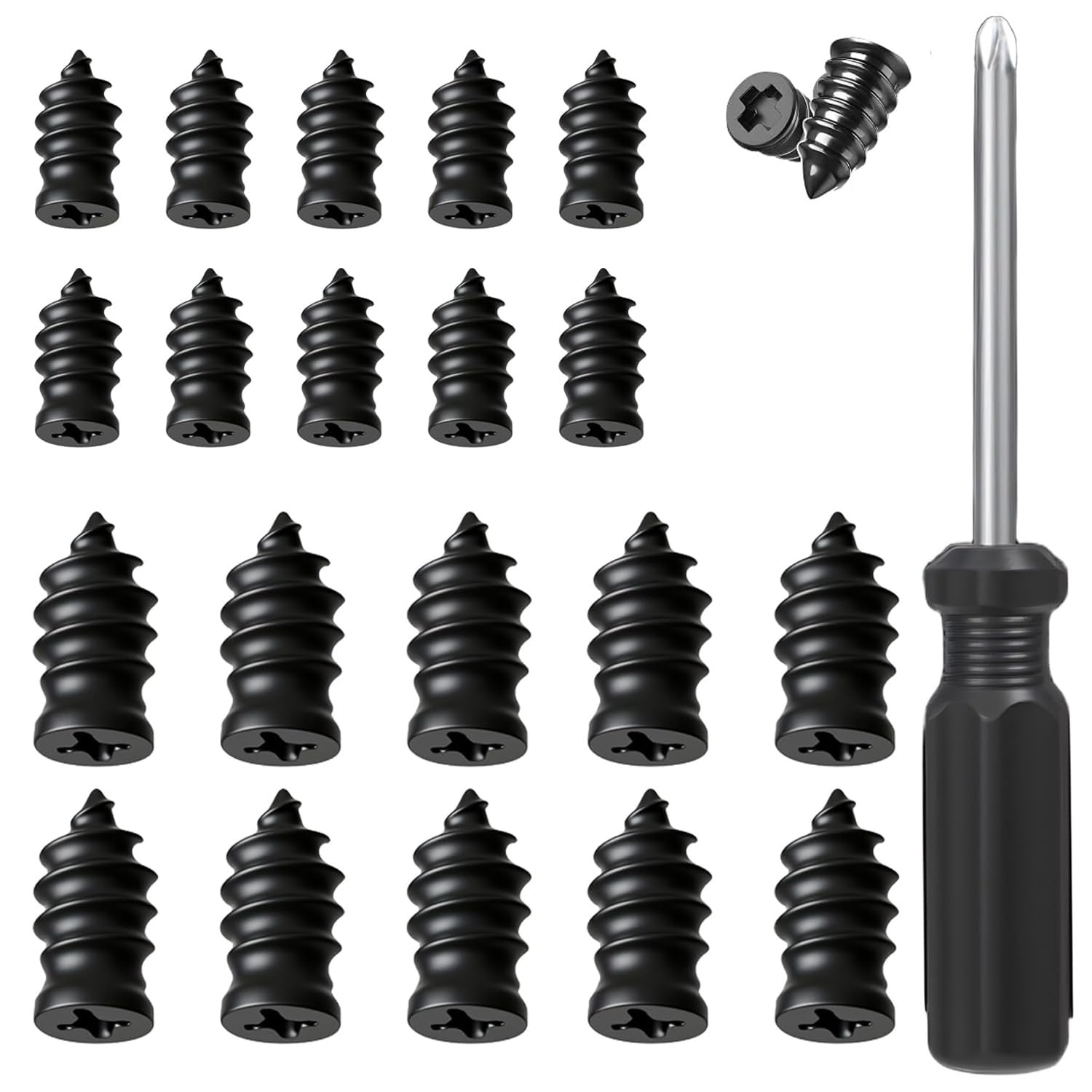 Tire Repair Nails Kit with 2 Sizes Screw in Tire Repair Plugs with Box and Screwdriver Fast Self-Service