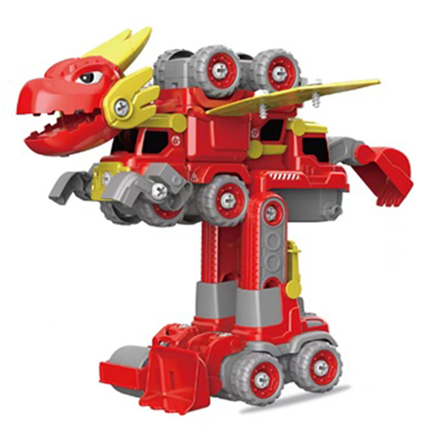Little Story - Kids Toy 5in1 Dinosaur Robot Transformation Vehicle with Remote - Red