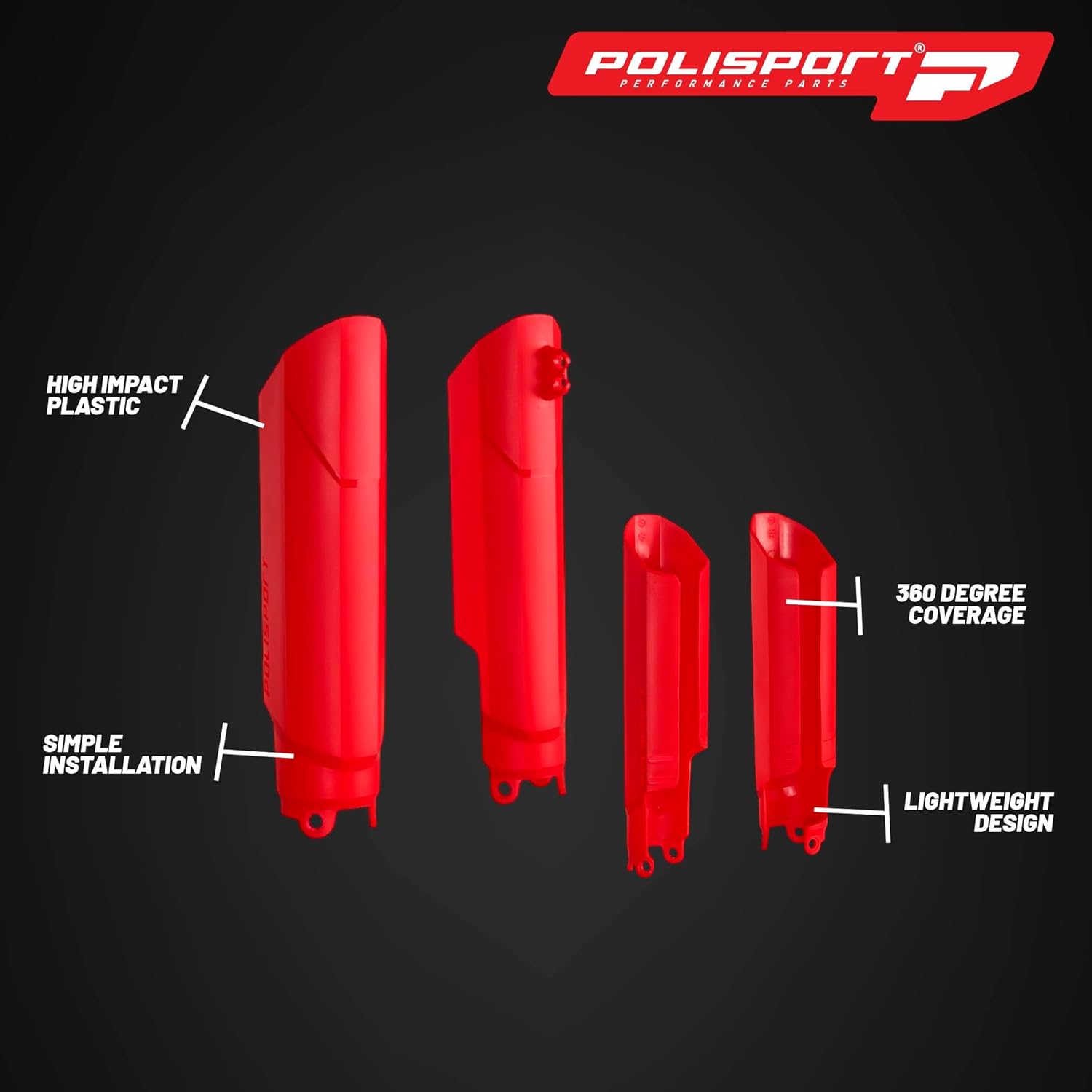 Polisport Fork Guard FWA for Honda CRF250R/450R/RX 2019-2024 | High-Impact Polypropylene, OEM Fit, Red, Full Wrap Motocross Fork Protection