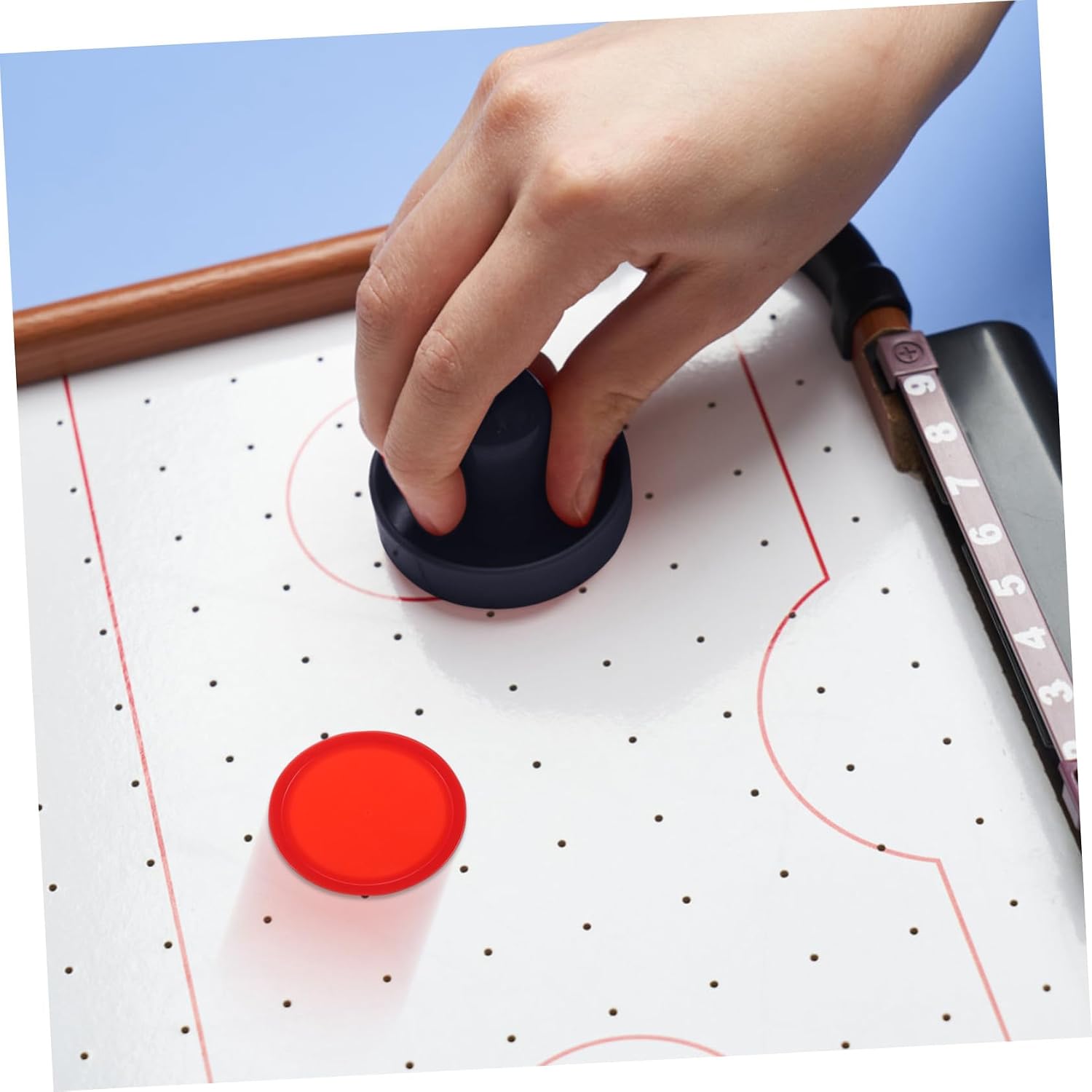 Air Hockey Pushers and Pucks Replacement for Game Tables Kit with Blue Paddles and Red Pucks Lightweight and Impact-Resistant Accessories for Air Hockey Players