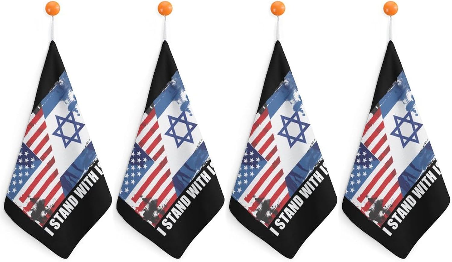 I Stand with Israel Hand Towels for Bathroom Kitchen Towels Small Towel Handkerchiefs with Hanging Loop 4PCS