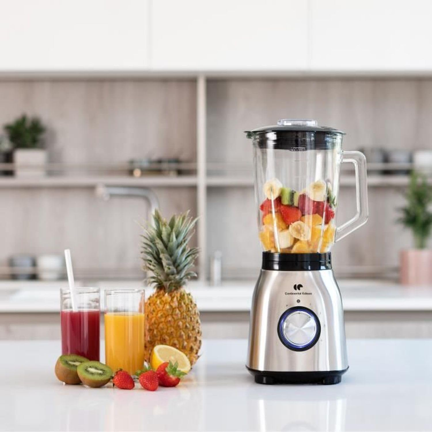 Blender CONTINENTAL EDISON CEBL1000IN Inox 1000W - Bol en verre 1.5L