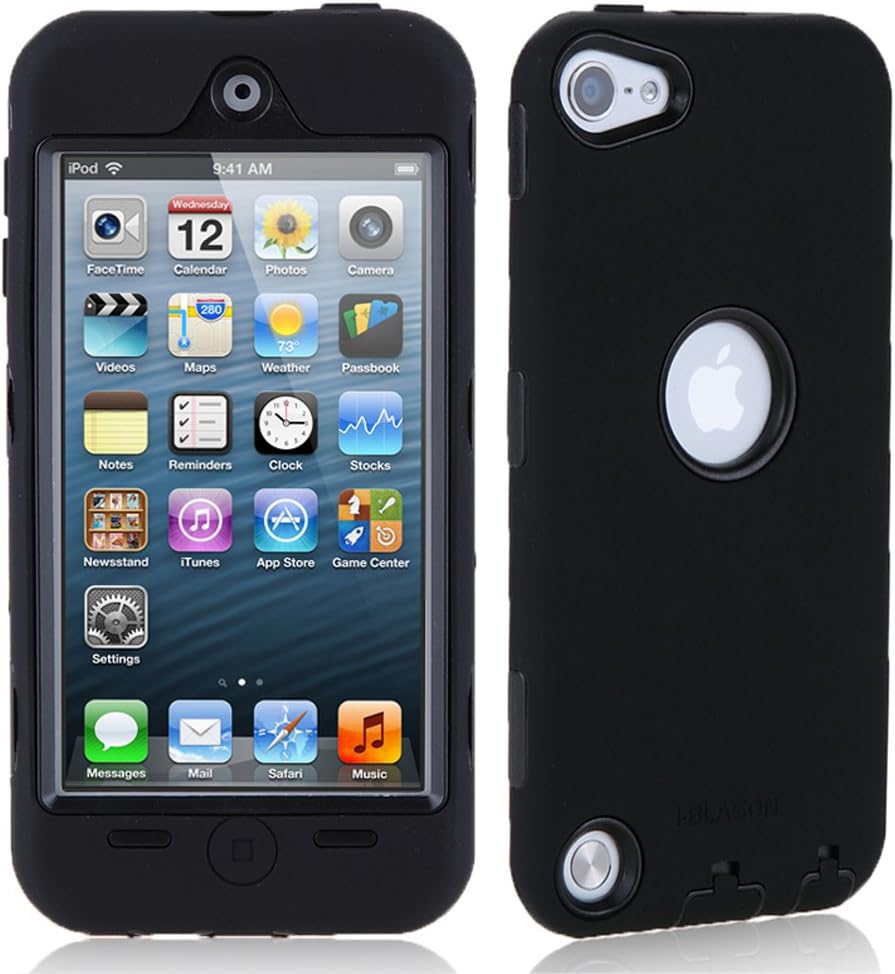 i-Blason ArmorBox Series for iPod Touch 5th Generation iTouch 5 5G Hybrid 3 Layer Silicone Case with Hard Shell Inside Case With Built In Touch Screen Protector Film Case - Black