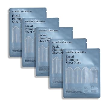 Wrinkles Schminkles Facial Plumping Sheet Masks with Collagen, Peptides, Vitamin B3 & Hyaluronic Acid, 5 Sheet Masks