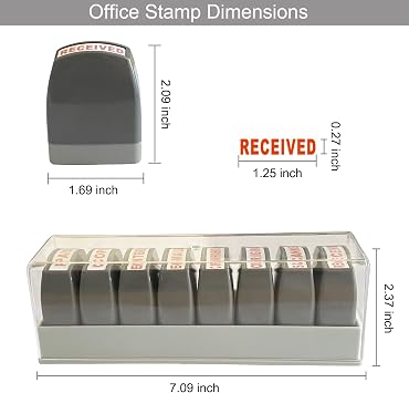 WAFJAMF 8 Pcs Office Stamp Set Self Inking Rubber Business Red Ink