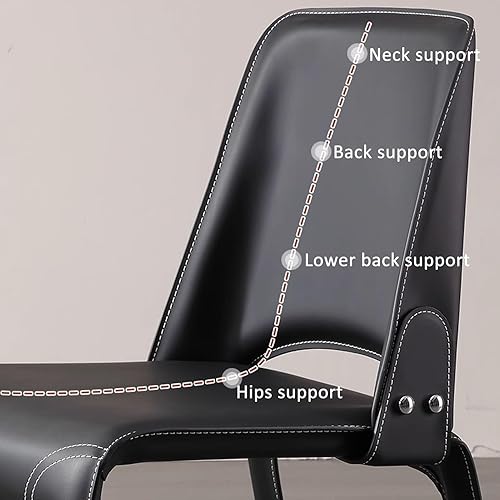 Miniatura 4 de JKGHK Leather Dining Chairs, Armless Room Chairs, Upholstered Kitchen Chair with Backrest, Side Chair with Metal Legs, for Bedroom, Cafe,