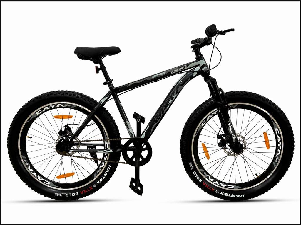 CAYA Fueled Cycle for Men and Women 24T with Semi Fat 2.40 Inch Tyre | Mountains Bike with Dual Disc Brakes & Suspension Tyre 26 Inch | MTB Unisex Bicycle with Triple Alloy Rims for Adults-(Black)-image-15